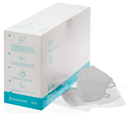 P2 Surgical Respirator, Level 3, Folded, Head Loops White (Non-Sterile) Size: 25cm x 13.5cm)