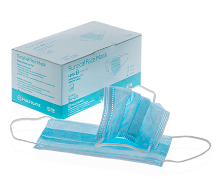 Surgical Face Mask with Ear Loops (Level 2) Blue/White Box of 50Pcs