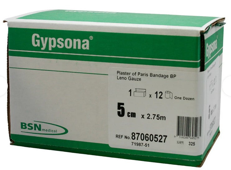 Gypsona Plaster of Paris Bandage 5cm x 2.75m - Pack of 12