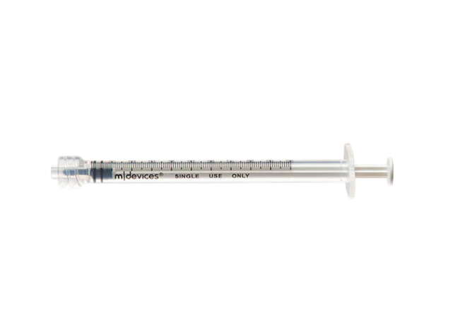 Luer Lock Syringe without Needle - Low Dead Space (Size: 1ml, Quantity: 100 per Carton, Sterile)