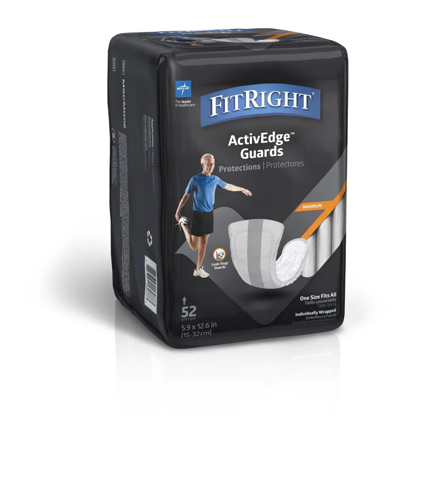 Medline Fitright Active Male Guards absorbs 387mL