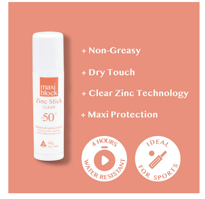 Maxiblock Mineral Zinc Stick Clear SPF50+ 12G