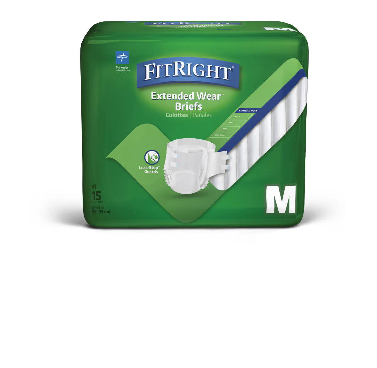 Medline Extended Wear High-Capacity Adult Incontinence Briefs All Sizes - Heavy Absorbency GST Free