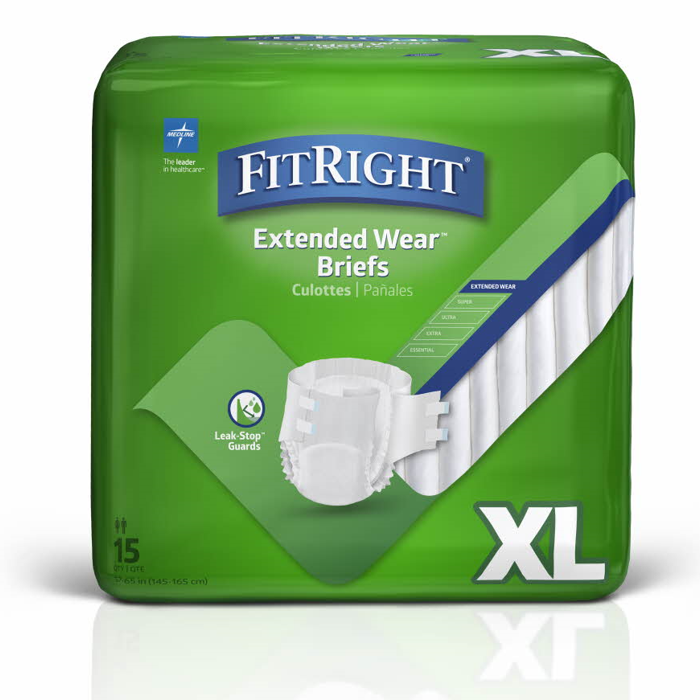 Medline Extended Wear High-Capacity Adult Incontinence Briefs All Sizes - Heavy Absorbency GST Free