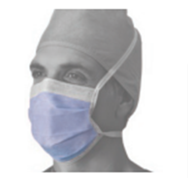 Medline Fliud Resistant Face Mask- Surgical With Ties Level 2 Anti-Fog Cellulose SSP. Pack of 50