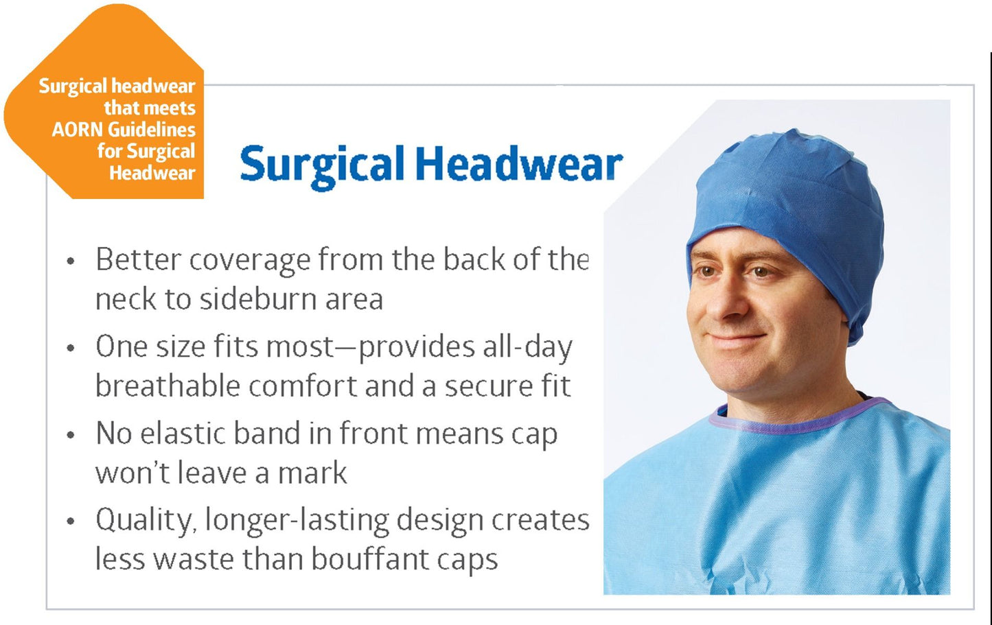 Medline Surgical Sheer Gaurd Surgeon's Cap With Ties Scrim Reinforced Blue