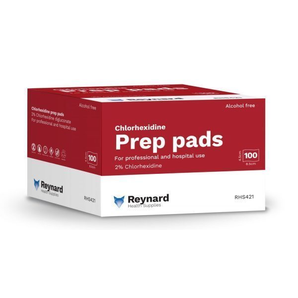 Reynard 2% Chlorhexidine Prep Pads 4.5 x 8.5cm Pack of 100