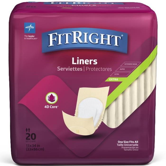 Medline FitRight Liners Extra One Size - Pack of 20