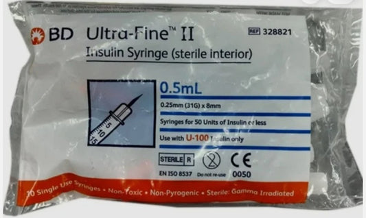 BD Ultra-Fine Insulin Syringes 0.5mL 31G 8mm x 10pcs