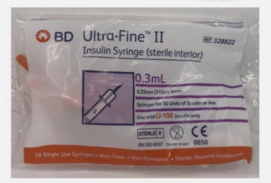 BD Ultra-Fine II Syringe 0.3mL 31G 8mm x 10 pcs