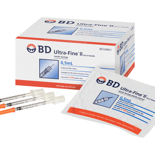 BD Ultra-Fine II Syringe 0.5mL 31G 8mm 100 Pack