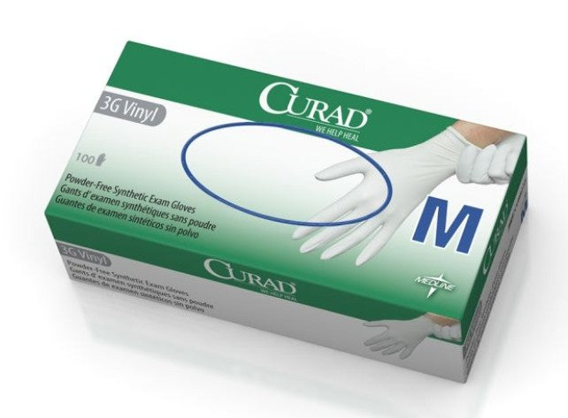 Curad 3G White Vinyl Exam Gloves - Non-sterile, Powder free, Latex free