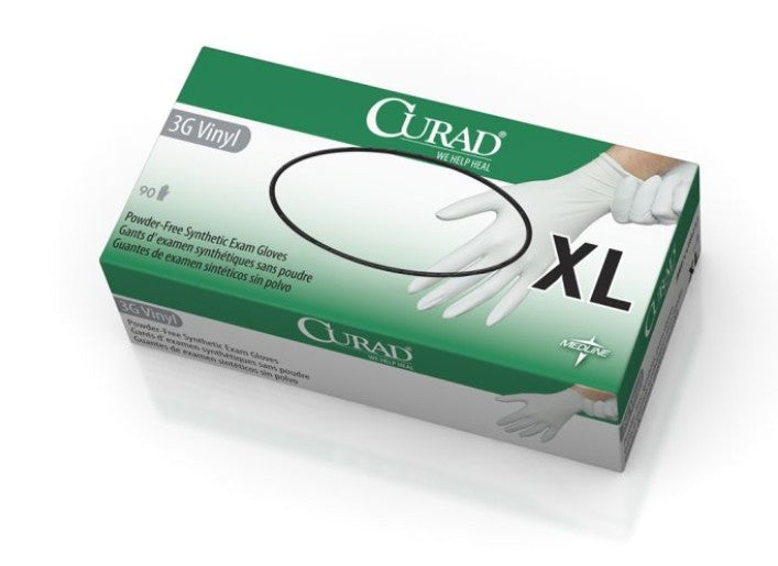 Curad 3G White Vinyl Exam Gloves - Non-sterile, Powder free, Latex free