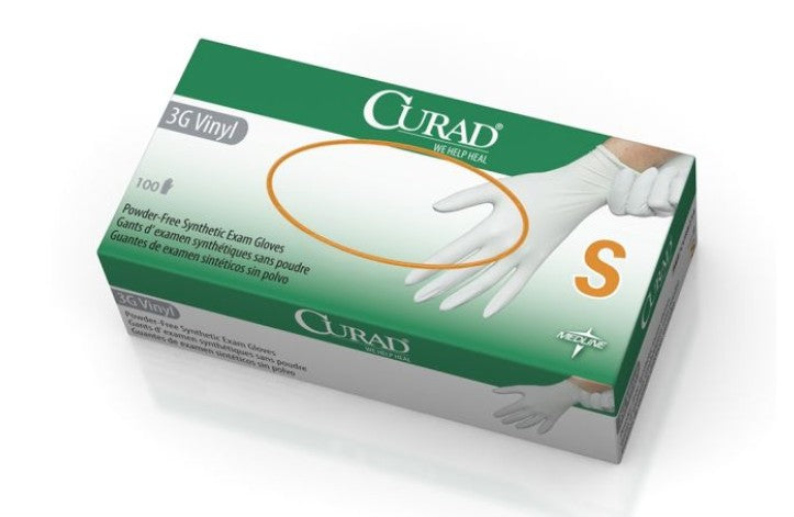 Curad 3G White Vinyl Exam Gloves - Non-sterile, Powder free, Latex free