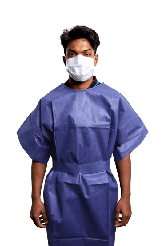 OWEAR® Patient Modesty Gown Universal Sleeved Blue X 100pcs