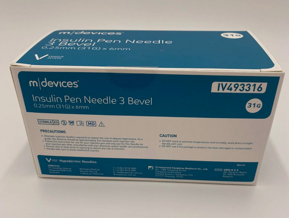 Insulin Pen Needle 3 Bevel Sterile - Pack of 100pcs