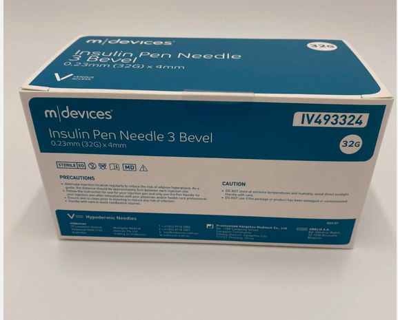 Insulin Pen Needle 3 Bevel Sterile - Pack of 100pcs