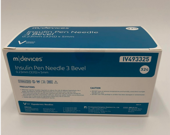 Insulin Pen Needle 3 Bevel Sterile - Pack of 100pcs