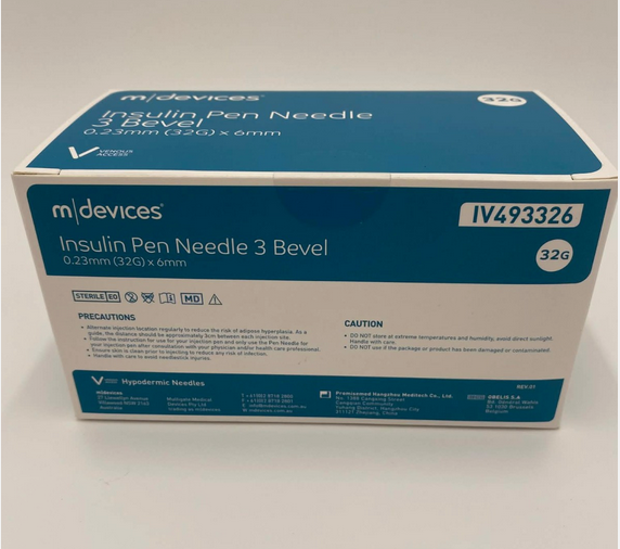 Insulin Pen Needle 3 Bevel Sterile - Pack of 100pcs