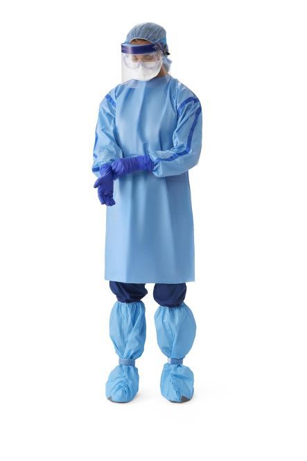 Medline Chemotherapy Gowns, Polycoated SMS Level 2 Velcroneck Cuff - Ctn of 30