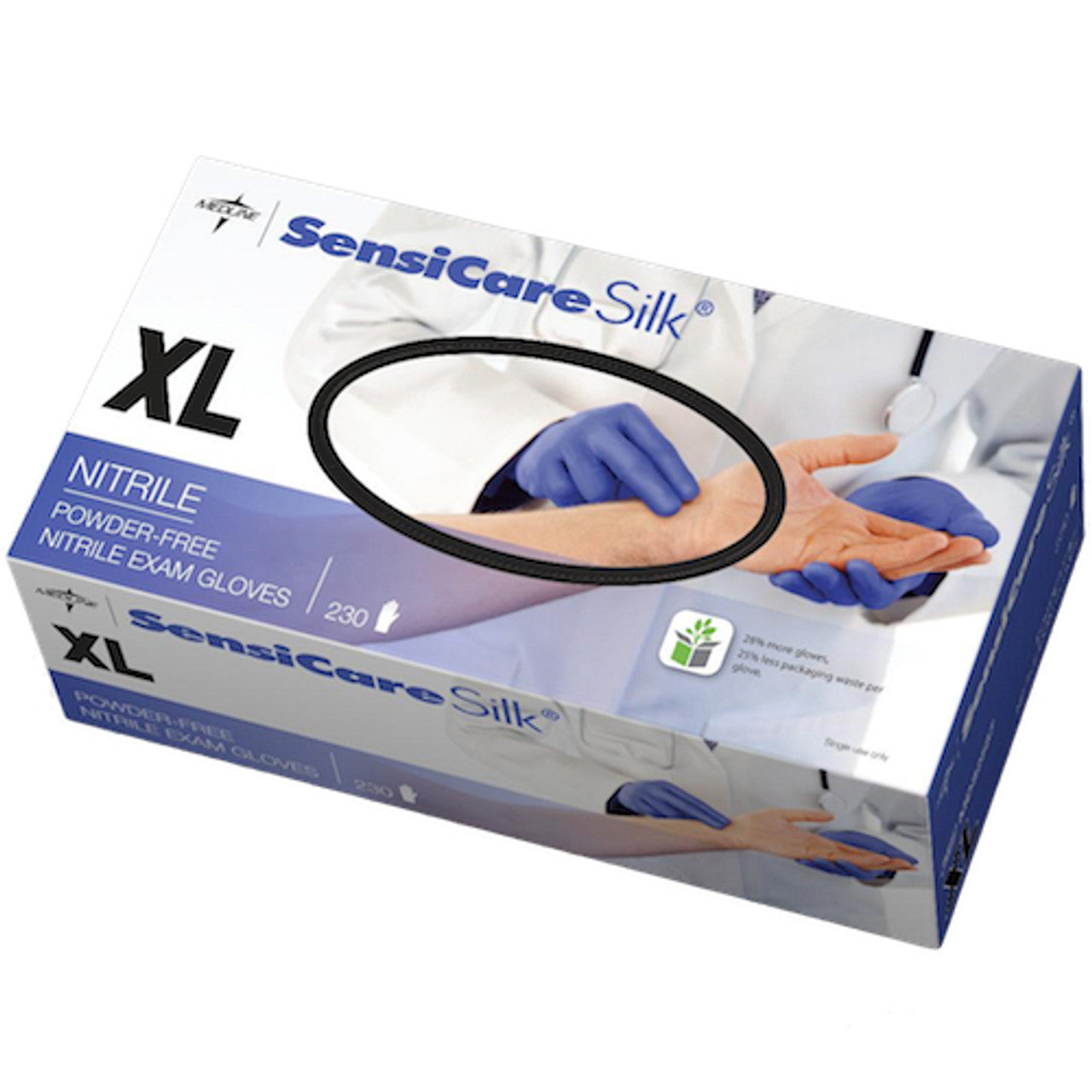 Sensicare Silk Nitrile Exam Gloves with Microstop film - Powder free, Latex free
