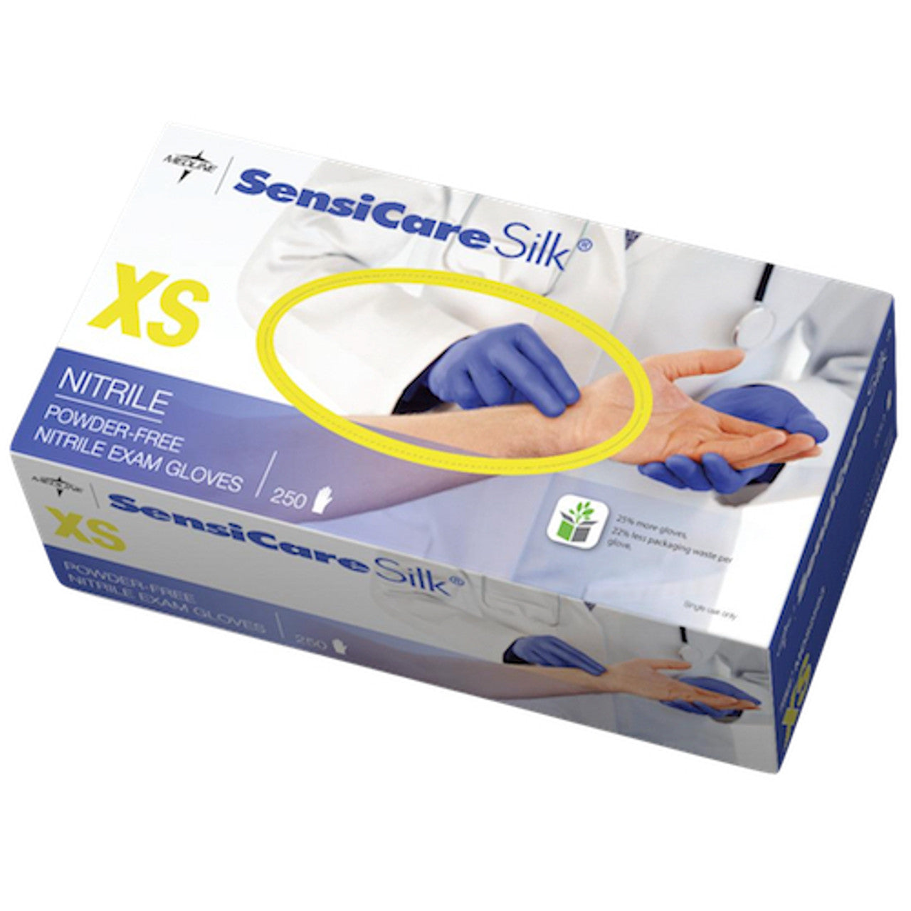 Sensicare Silk Nitrile Exam Gloves with Microstop film - Powder free, Latex free