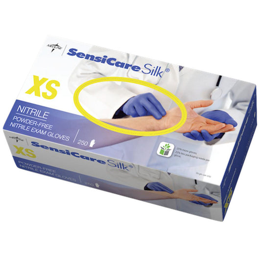 Sensicare Silk Nitrile Exam Gloves with Microstop film - Powder free, Latex free