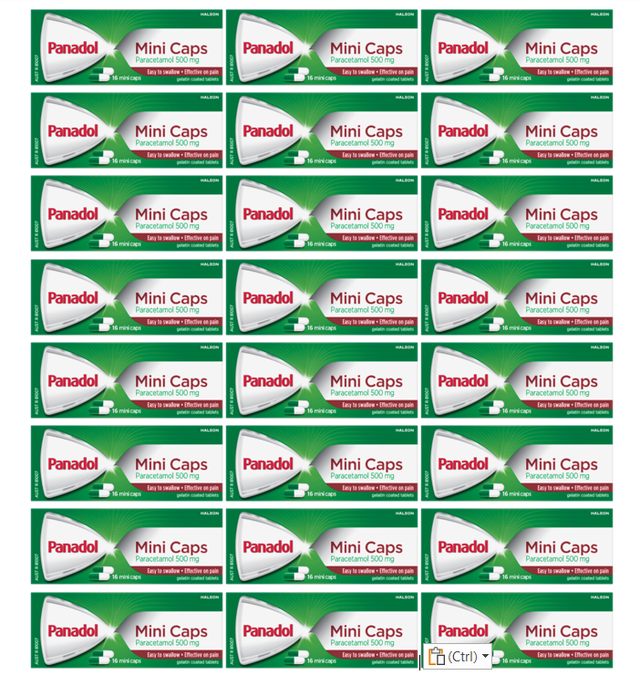 24 Packs - Panadol Mini Caps Paracetamol 500mg 16 Capsules