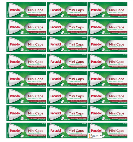 24 Packs - Panadol Mini Caps Paracetamol 500mg 16 Capsules