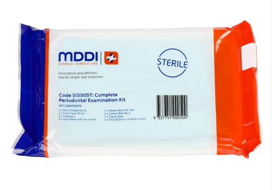 MDDI Complete Periodontal Perio-Sickle Single-Use Examination Kit Sterile Box of 25