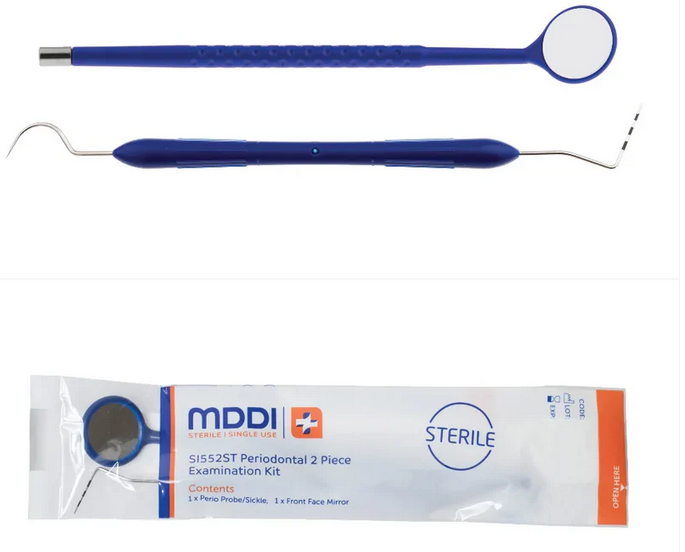 MDDI Periodontal 2 Piece Perio-Sickle Single-Use Examination Kit Sterile Box of 100