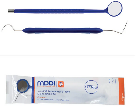 MDDI Periodontal 2 Piece Perio-Sickle Single-Use Examination Kit Sterile Box of 100
