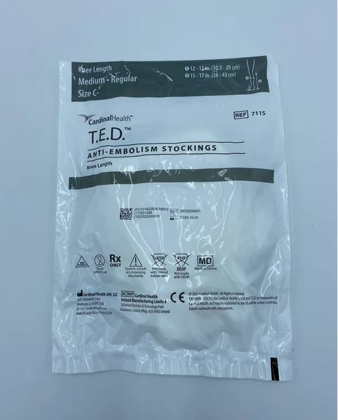 TED Compression Anti-Embolism Stockings, Regular, Knee Length, White Open Toe, Each Pair