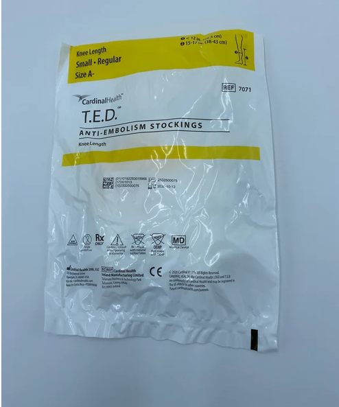 TED Compression Anti-Embolism Stockings, Regular, Knee Length, White Open Toe, Each Pair