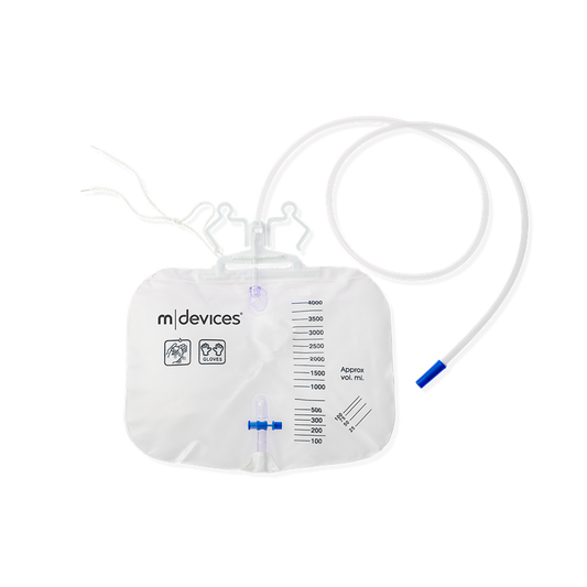 Urine Bag - 4000mL T-Tap Non-Return Valve Integrated Hanger and Rope 150cm Tubing