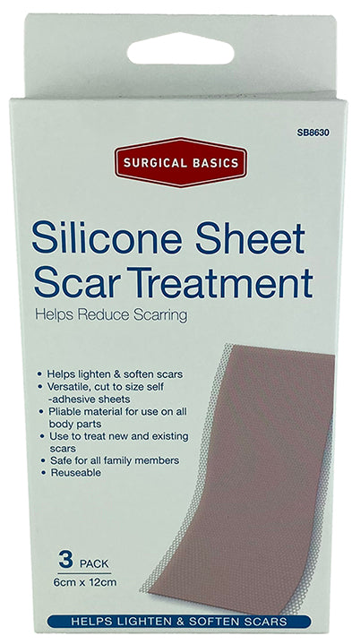 Surgical Basics Scar Reducing Silicone Sheet 12 x 6cm 3 Per Pack